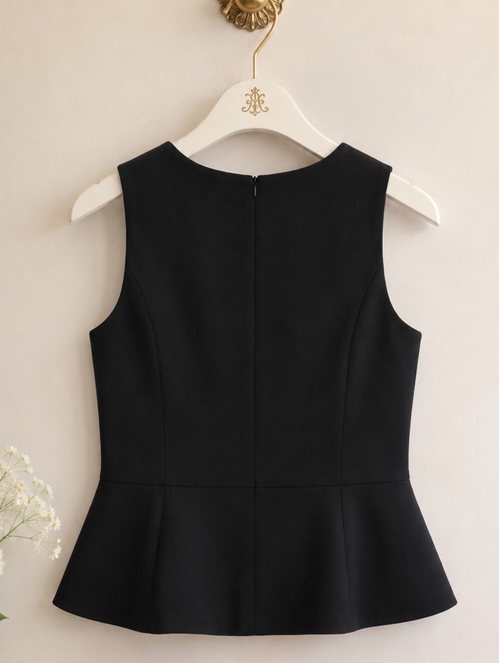 Donna Morgan Black Sleeveless Top with Floral Sequins Detail Size 14 - Picture 3 of 5